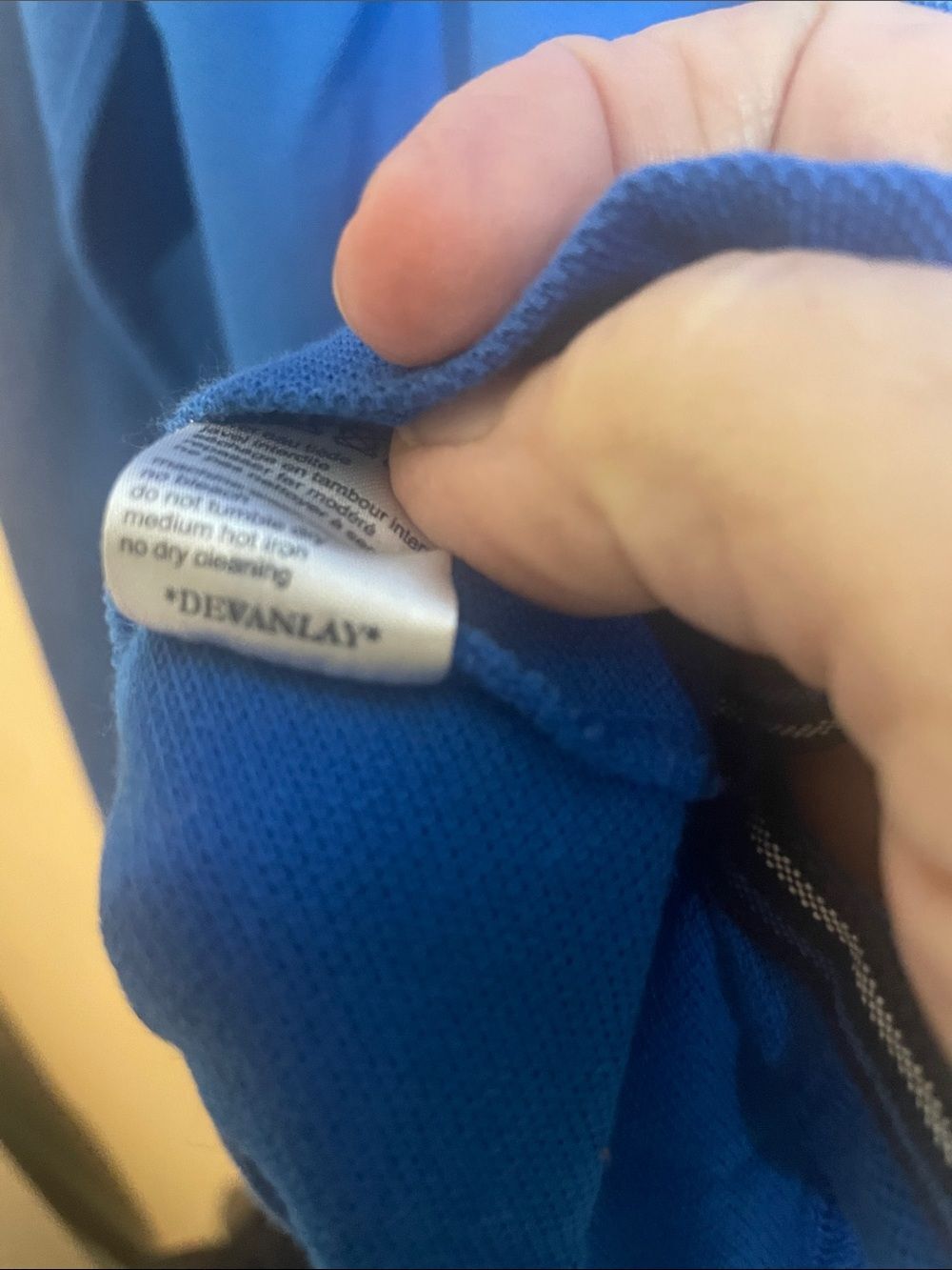 Lacoste Royal Blue Long Sleeve Polo with Contrast Trim Vintage Devanlay - Picture 5 of 6